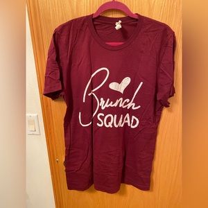Nwot! Bella + Canvas large burgundy brunch squad tshirt